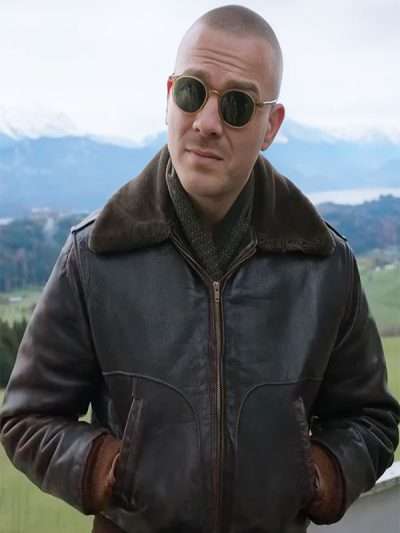 I'm Not Stiller 2025 James Larkin White Black Bomber Leather Jacket