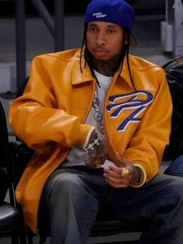 Tyga Yellow Studded Leather Jacket