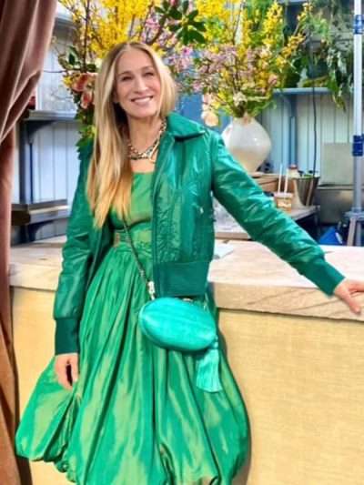 And Just Like That S02 Carrie Bradshaw Green Leather Jacket