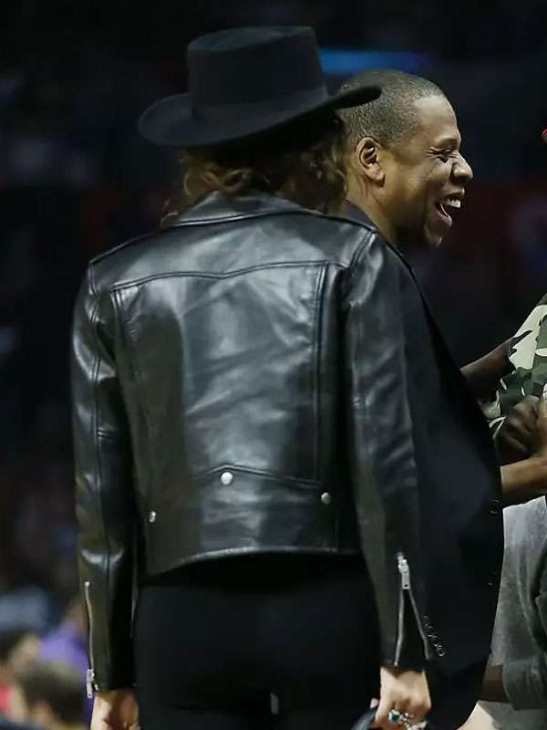 Beyonce NBA Game Biker Leather Jacket