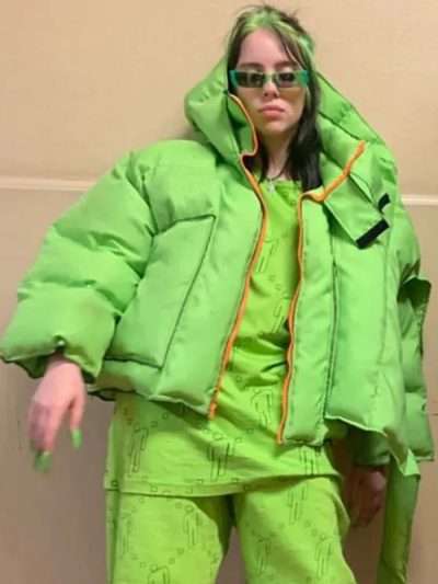 American Singer Billie Eilish Green Hooded Jacket