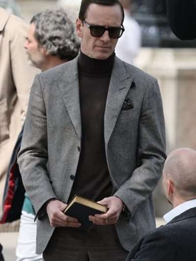 Michael Fassbender Black Bag 2025 Grey Blazer