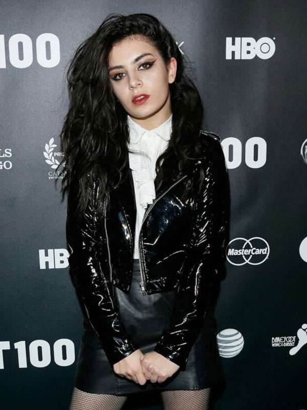 Charli XCX NYC Black Biker Leather Jacket