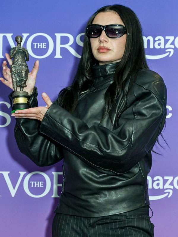 Charli XCX IVORS 2025 Black Leather Jacket