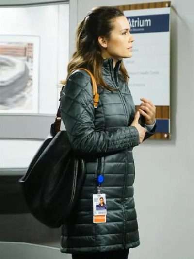 Natalie Manning Chicago Med S04 Black Puffer Coat