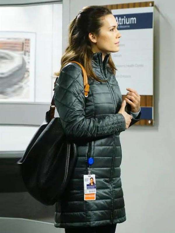 Natalie Manning Chicago Med S04 Black Puffer Coat