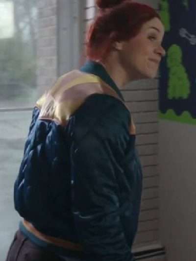 D'arcy Bloom Resident Alien Blue Satin Bomber Rising Sun Jacket