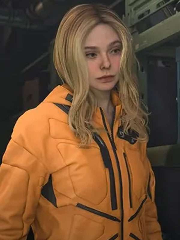 Death Death Stranding 2 On the Beach 2025 Elle Fanning Yellow Leather Jacket
