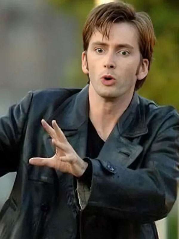 TV Series Doctor Who David Tennant Black Leather Peacoat