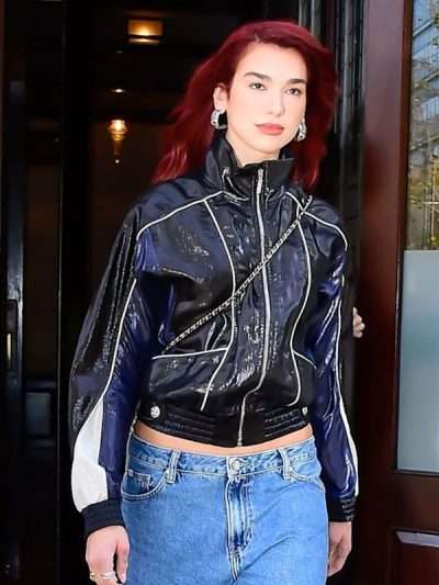 Street Style Dua Lipa Black Leather Jacket