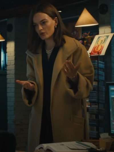 Emma Mackey Ella McCay Brown Wool Coat