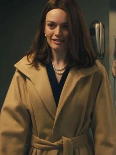 Ella McCay 2025 Emma Mackey Brown Wool Coat