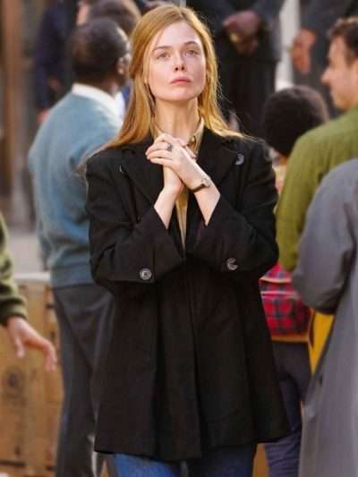 A Complete Unknown 2024 Sylvie Russo Black Wool Coat
