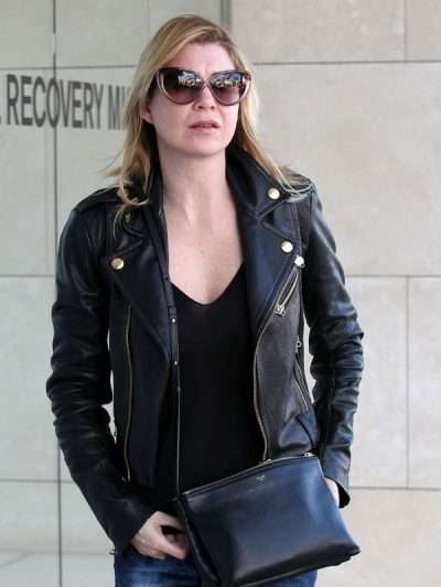 Ellen Pompeo Black Leather Jacket