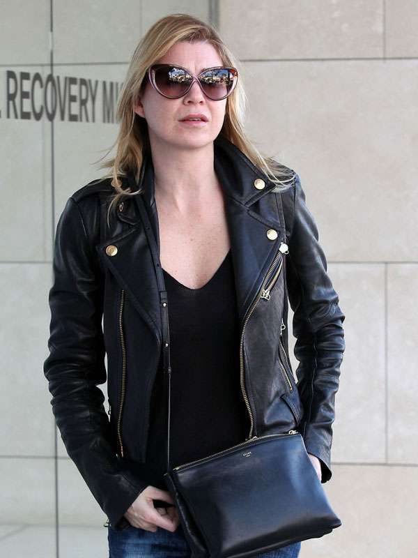 Ellen Pompeo Black Leather Jacket