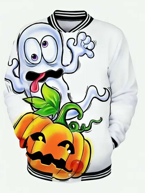 Ghost and Pumpkin Varsity Jacket