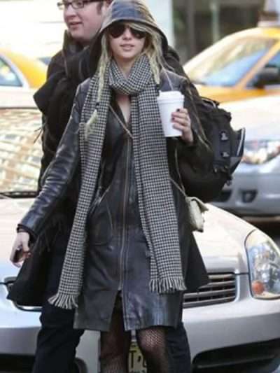 Gossip Girl Jenny Humphrey Hooded Leather Coat