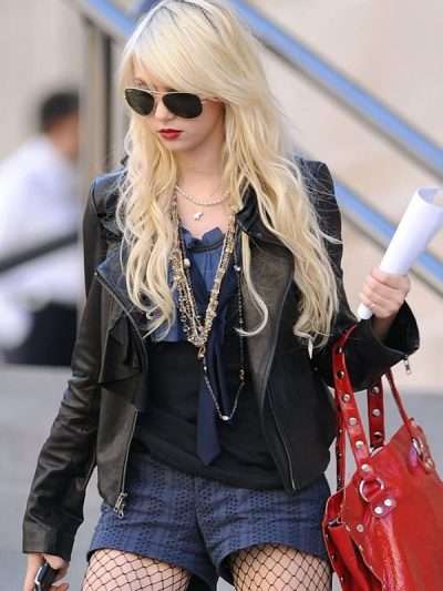 Gossip Girl S03 Jenny Humphrey Black Leather Jacket