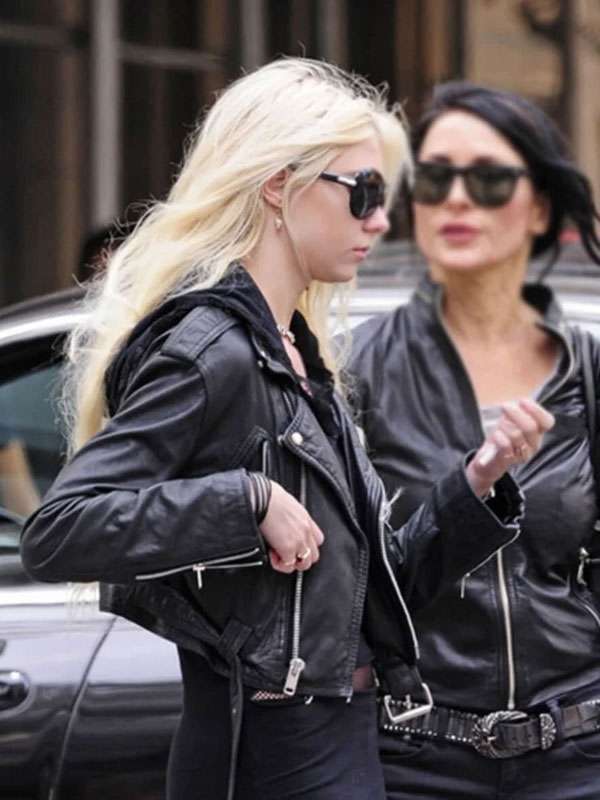 Gossip Girl Taylor Momsen Black Biker Leather Jacket