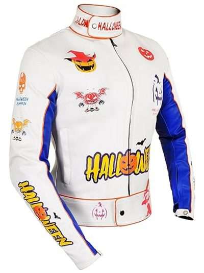 Halloween Patches Biker Leather Jacket