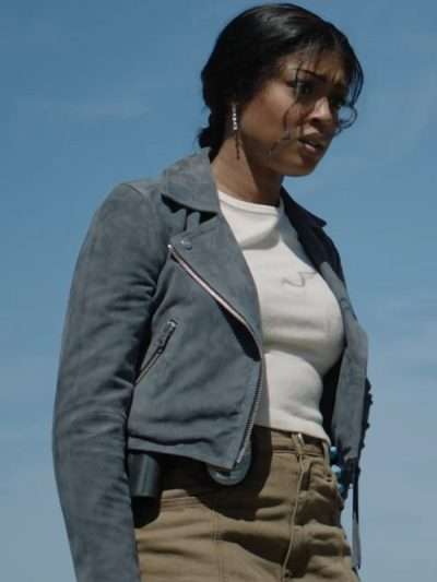 High Potential 2025 Daphne Forrester Grey Suede Leather Jacket