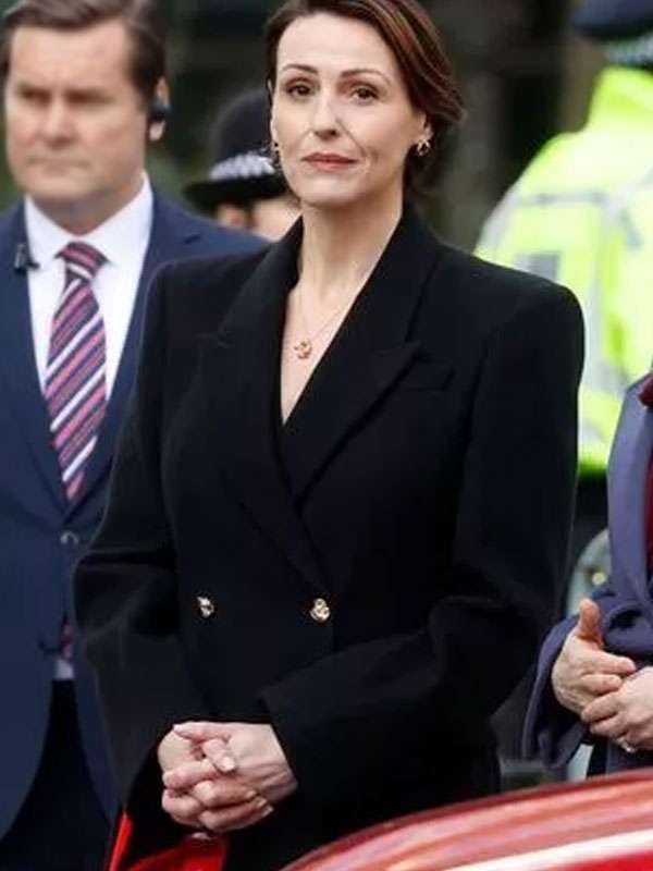 Hostage 2025 Suranne Jones Black Wool Coat