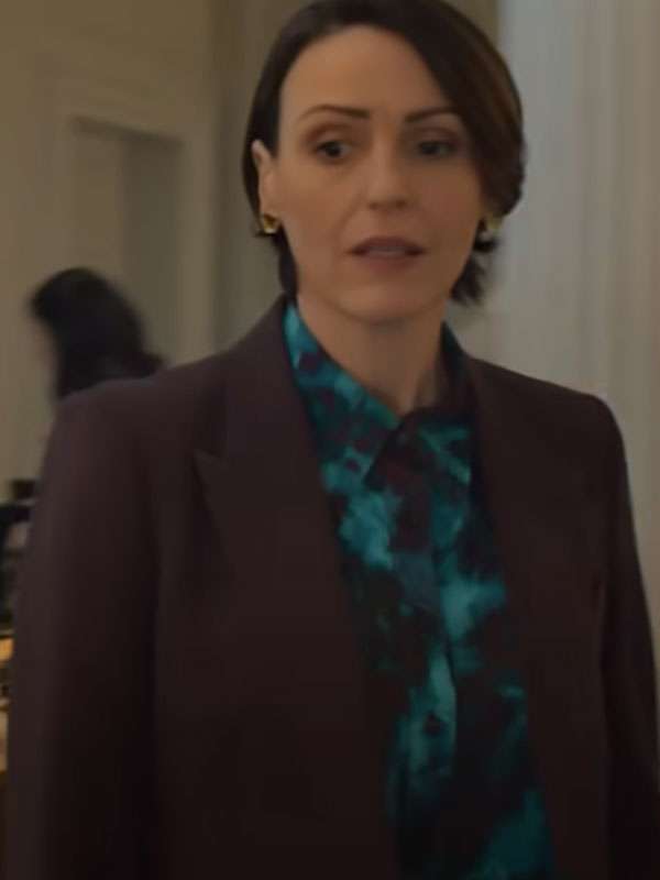 Hostage 2025 Suranne Jones Maroon Suit