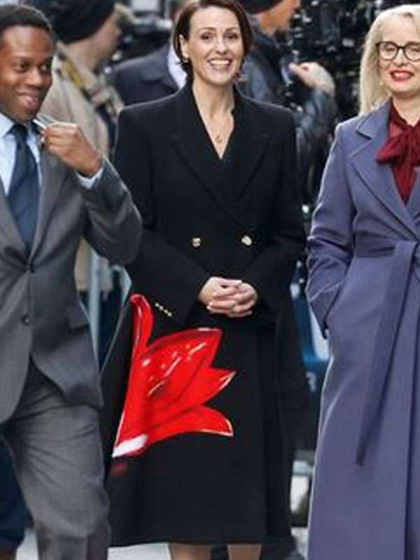 Hostage 2025 Suranne Jones Black Wool Coat