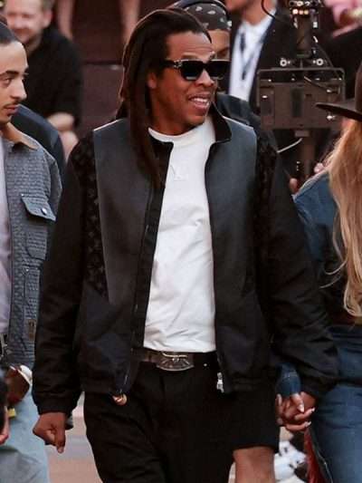 Jay-Z Paris Fashion Week 2025 Black Leather Jacket