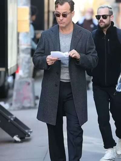 Jude Law Black Rabbit Grey Wool Coat