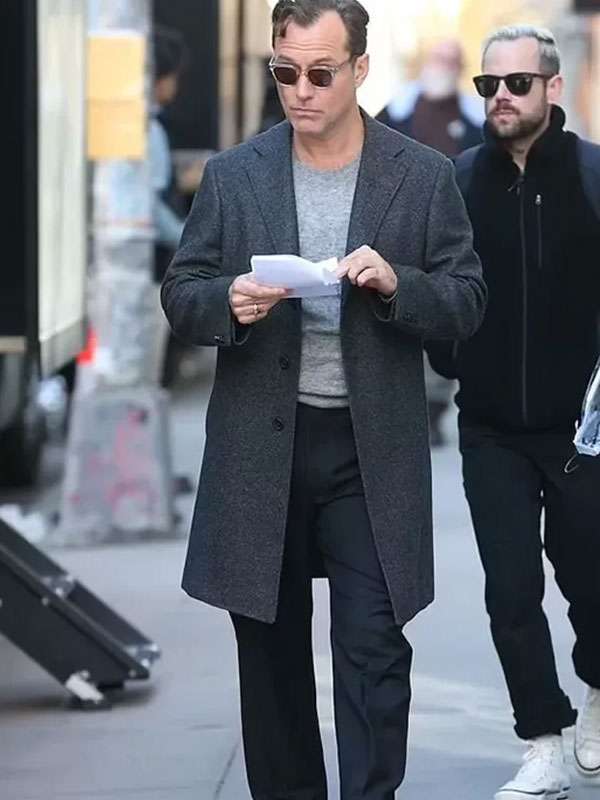 Jude Law Black Rabbit Grey Wool Coat