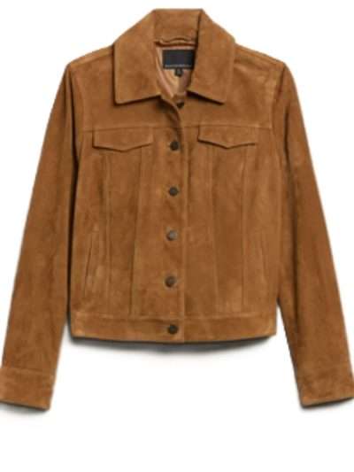 Lisa Weil The Cleaning Lady Brown Trucker Suede Leather Jacket