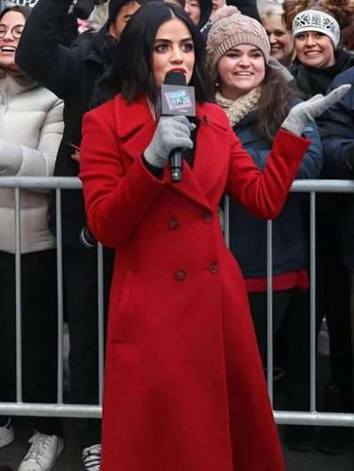 Lucy Hale Red Christmas Coat