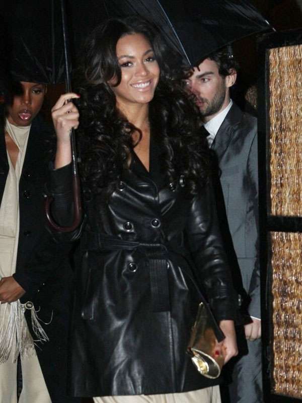 Beyonce Black Leather Coat