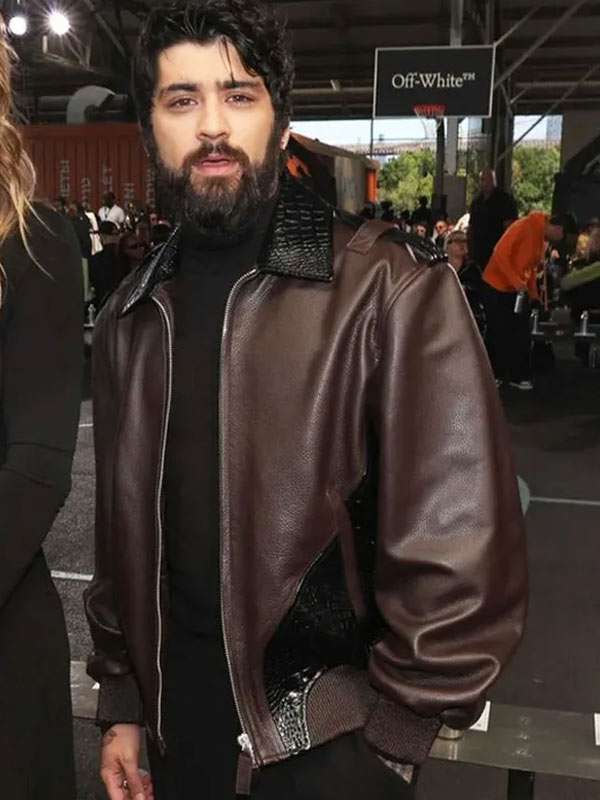 NYFW 2025 Zayn Malik Brown Leather Jacket