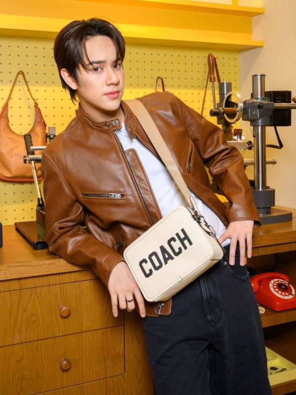 Nanon Coach Play Brown Moto Leather Jacket