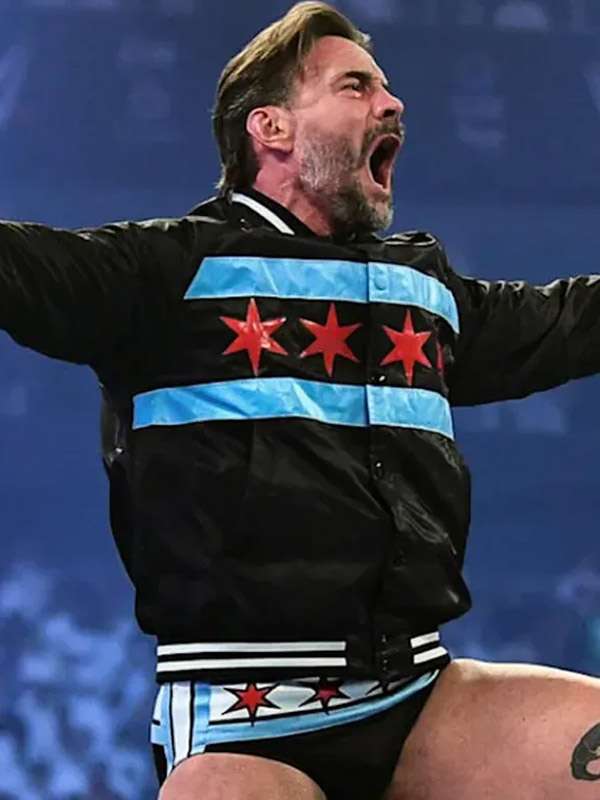 WWE Night of Champions 2025 CM Punk Black Bomber Jacket