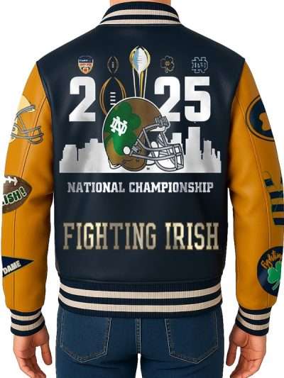 Men Notre Dame 2025 Fighting Irish Varsity Blue and Yellow Jacket