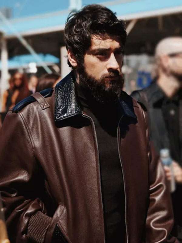 NYFW 2025 Zayn Malik Brown Bomber Jacket