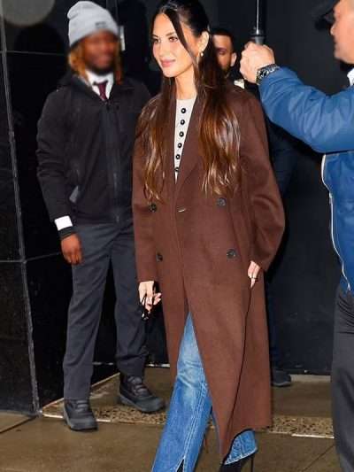 Olivia Munn NYC GMA Studios 2024 Brown Wool Coat