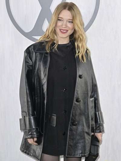 Paris Fashion Show 2025 Léa Seydoux Leather Coat