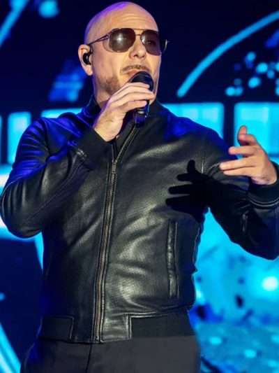 American Rapper Pitbull Black Bomber Jacket