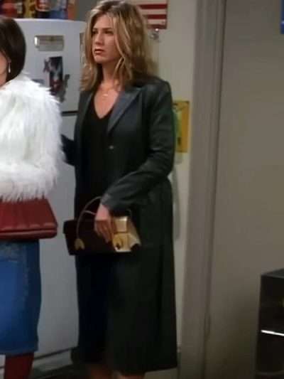 Friends S08 Rachel Green Black Long Leather Coat