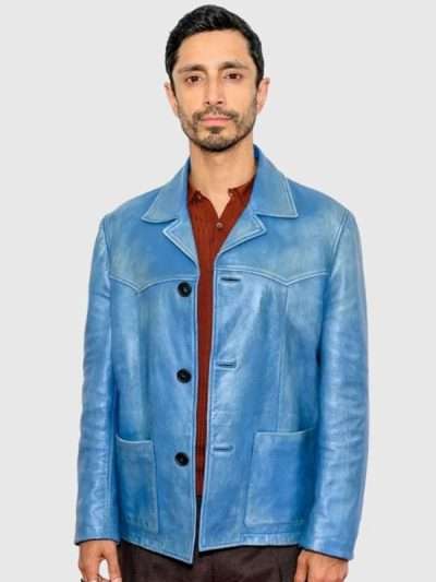 Movie Relay Riz Ahmed Blue Leather Jacket