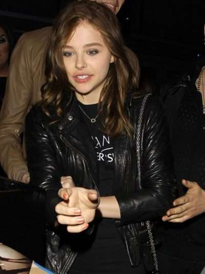 Chloë Moretz Black Biker Leather Jacket