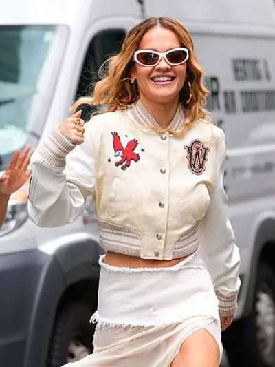 Rita Ora Elvis Duran Show 2025 OW Varsity Jacket