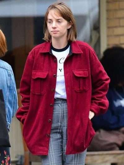 TV Series Stranger Things Maya Hawke Red Wool Jacket