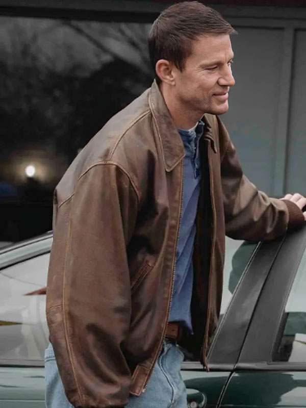 Roofman 2025 Jeffrey Manchester Brown Bomber Leather Jacket