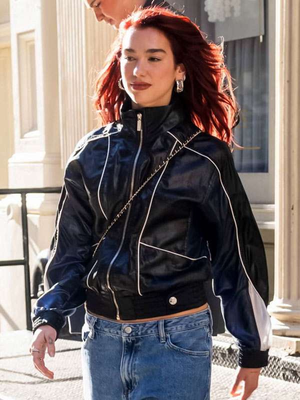 Dua Lipa Black Leather Jacket