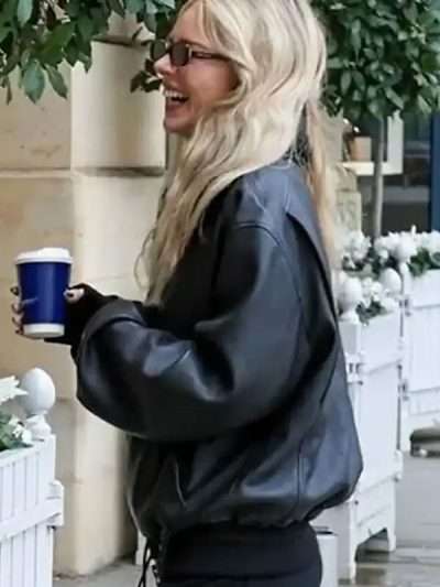 Samara Weaving Black Leather Jacket